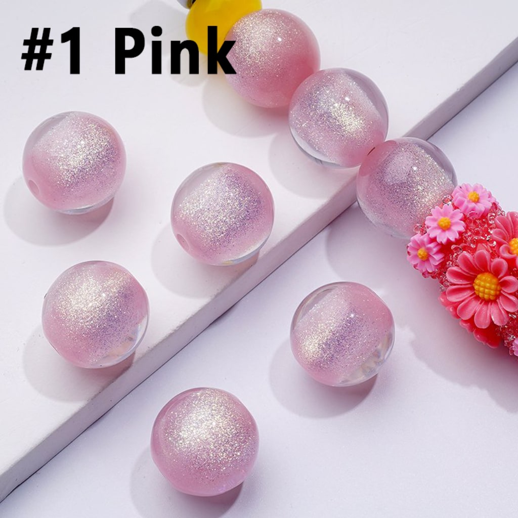 Bling Bling Luminous Shiny Glitter Half Sugar Core Round Acrylic Beads, 12MM