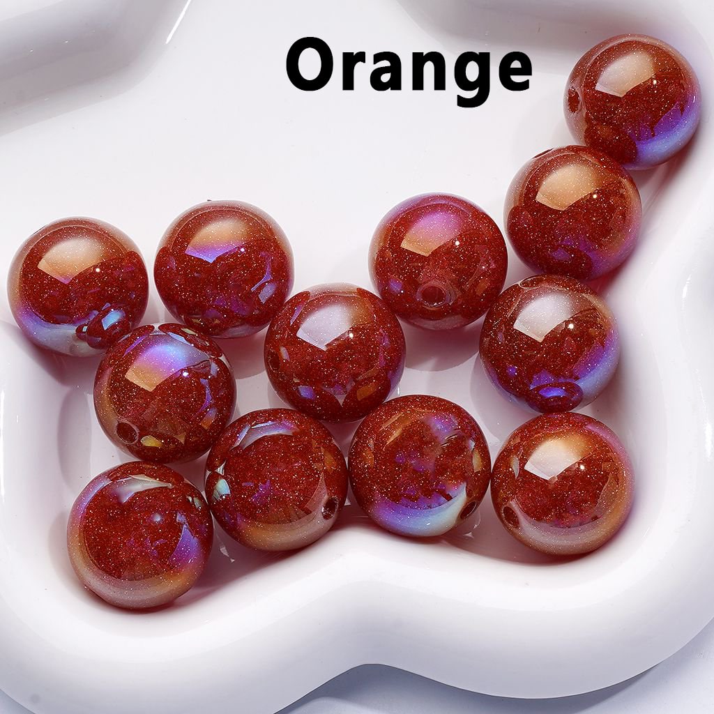 UV Coating Multi-Color Glitter Shiny Round Acrylic Beads 20MM