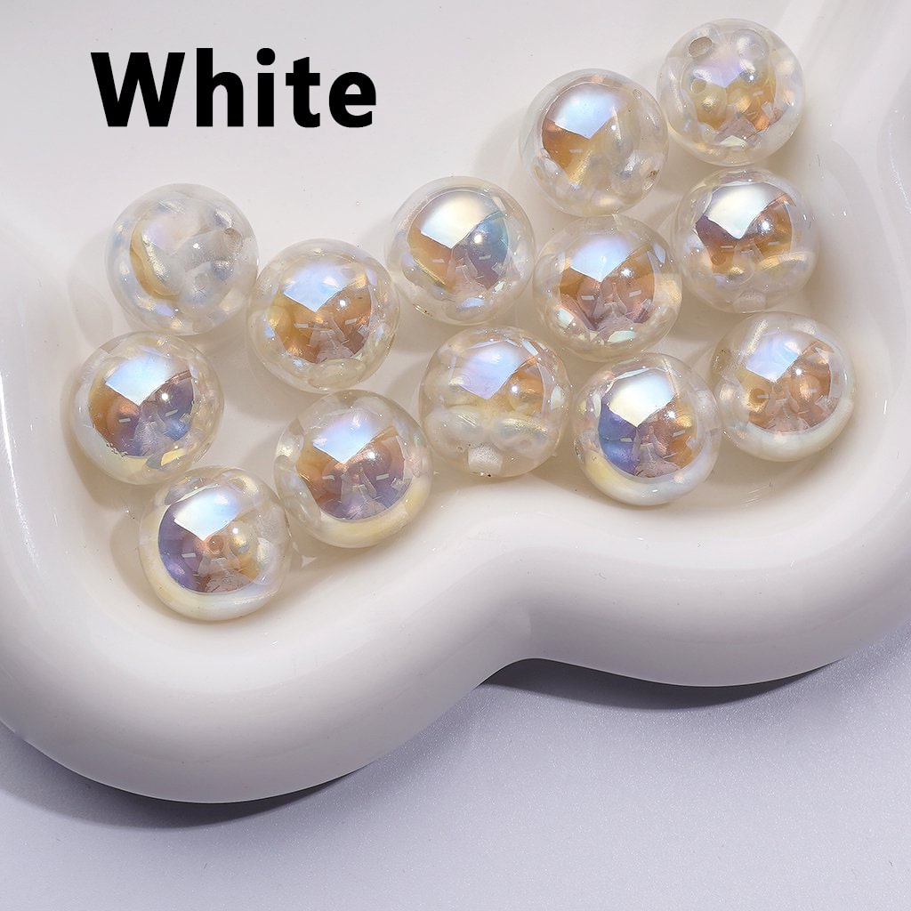 16MM Clear Glossy Resin Beads with UV Coating, Colorful Peanut Beads Encased Inside