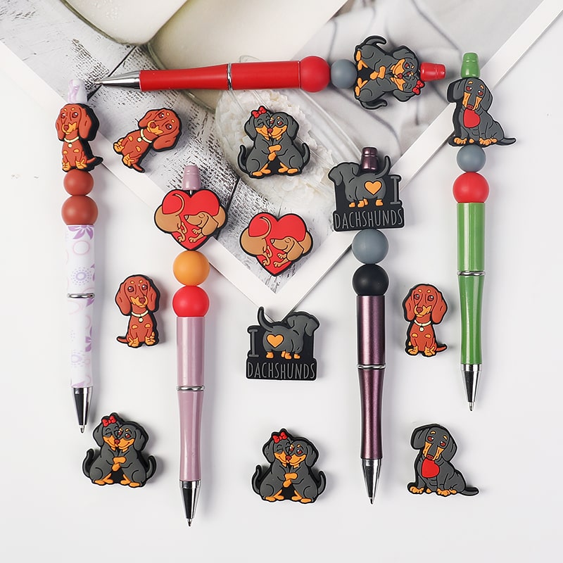 Cute Dachshund Sausage Dog Puppy Animal Series Silicone Focal Beads
