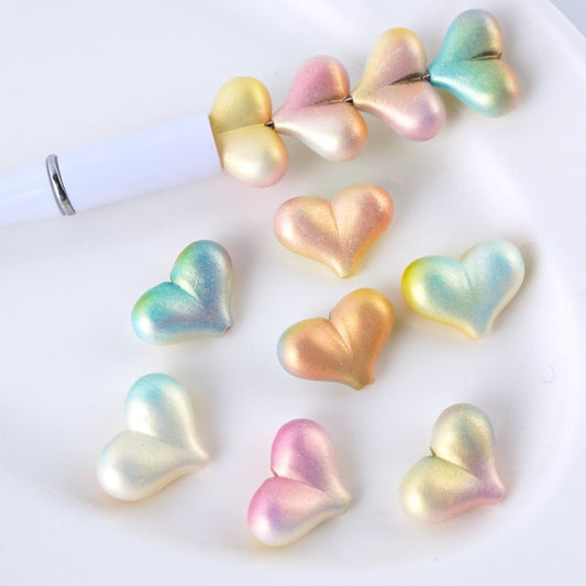 Peach Hip Bottom Heart Shiny Ombre Color Acrylic Beads, Around 23*17MM, Random Mix