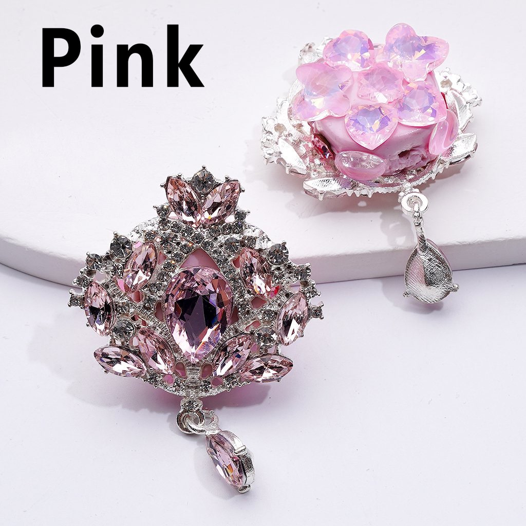Shiny Rhinestones Delicate Fancy Silver Alloy Flower Bouquet with Cute Butterflies Hearts Snowflakes Clay Beads Pendants, Around 37*40MM