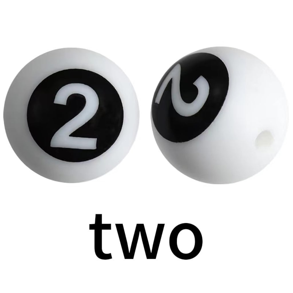 Round Numbers Printed Silicone Beads, Size 15mm