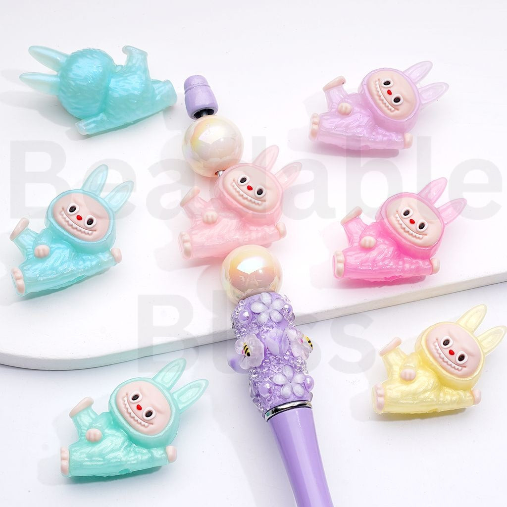 Cute Labub Lying on its Side PVC Soft Beads, Around 25*37MM, Random Mi ...