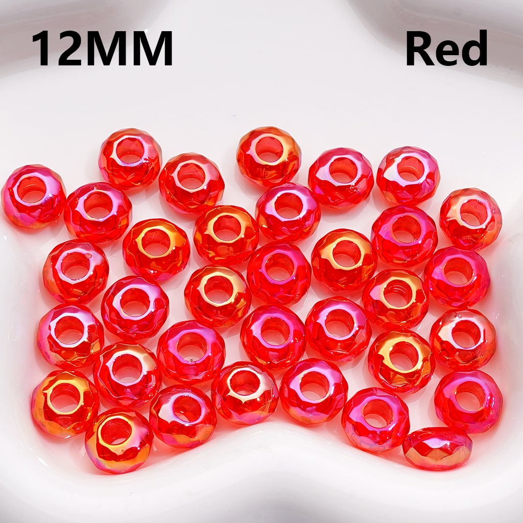 UV Coated Wheel Shape with Large Hole Translucent Multi-Color Acrylic Beads 12MM