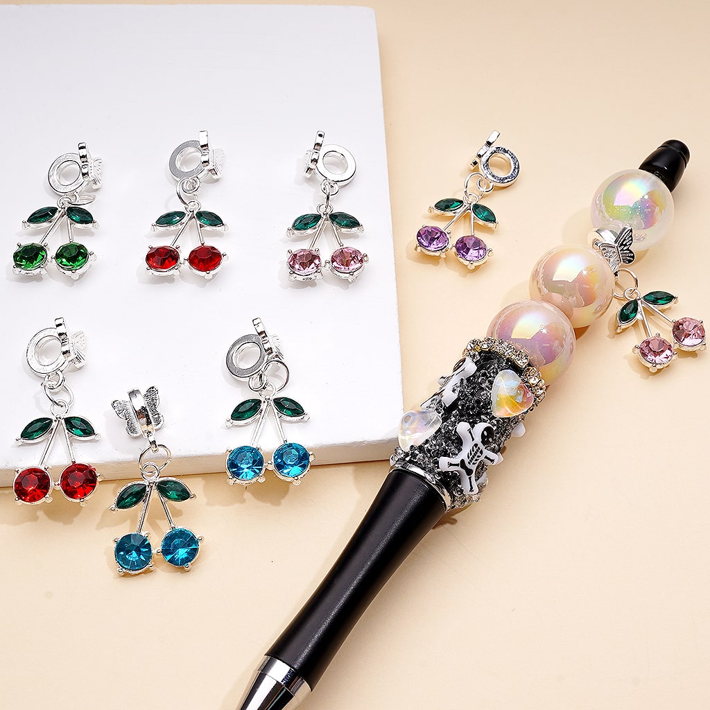 Dangle Butterfly & Crescent Moon Charms Silver Alloy Bail Beads Rhinestone Pendant Jewelry