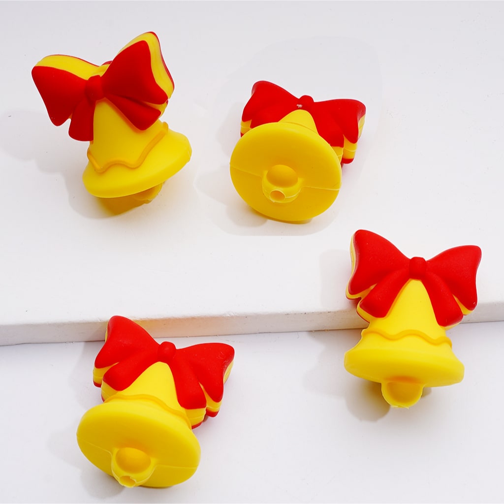 3D Elk Bell Hat Father Christmas Gift Christmas Series Silicone Focal Beads