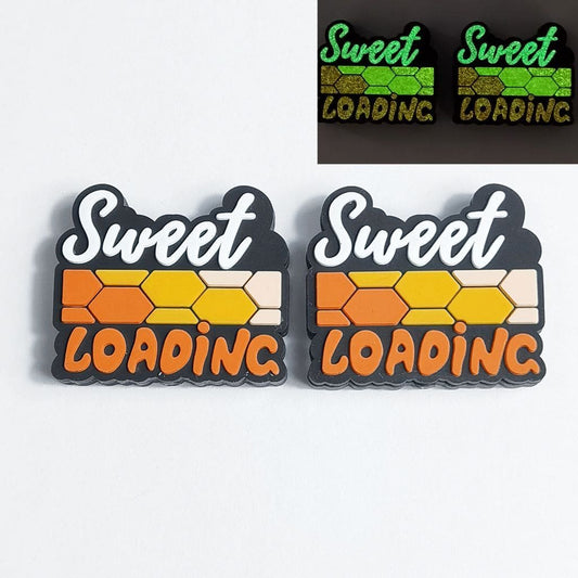 Glowing "Sweet Loading" Text Silicone Focal Beads Luminous Design