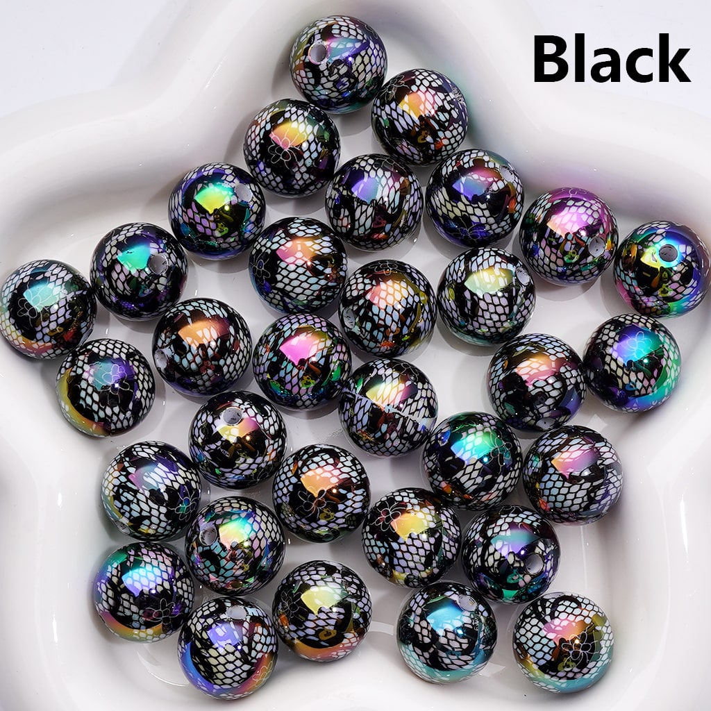 UV Coated Lace Butterfly Prints Multi-Color Acrylic Beads 16MM (Single Color for 200pcs)