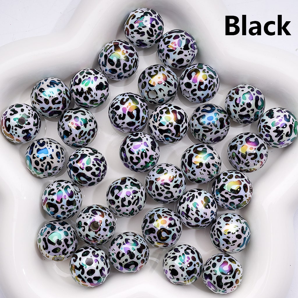 UV Coated Leopard Print Multi-Color Round Acrylic Beads 16mm ((Single Color is available for 200pcs(Whole Bag))