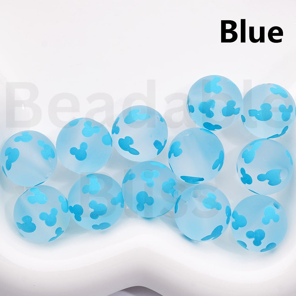 Micke Mous Head Frosted Round Design Multicolor Print Acrylic Beads 16MM (Single Color is available for 200pcs(Whole Bag))