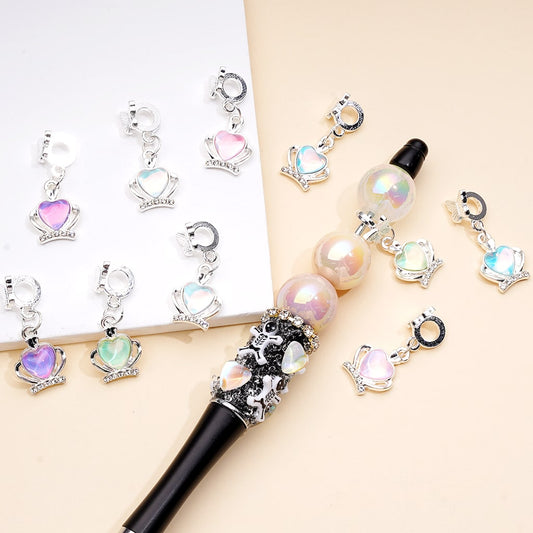 Alloy Charm Pendants Butterfly & Heart with Rhinestones Silver Dangle Beads for Jewelry