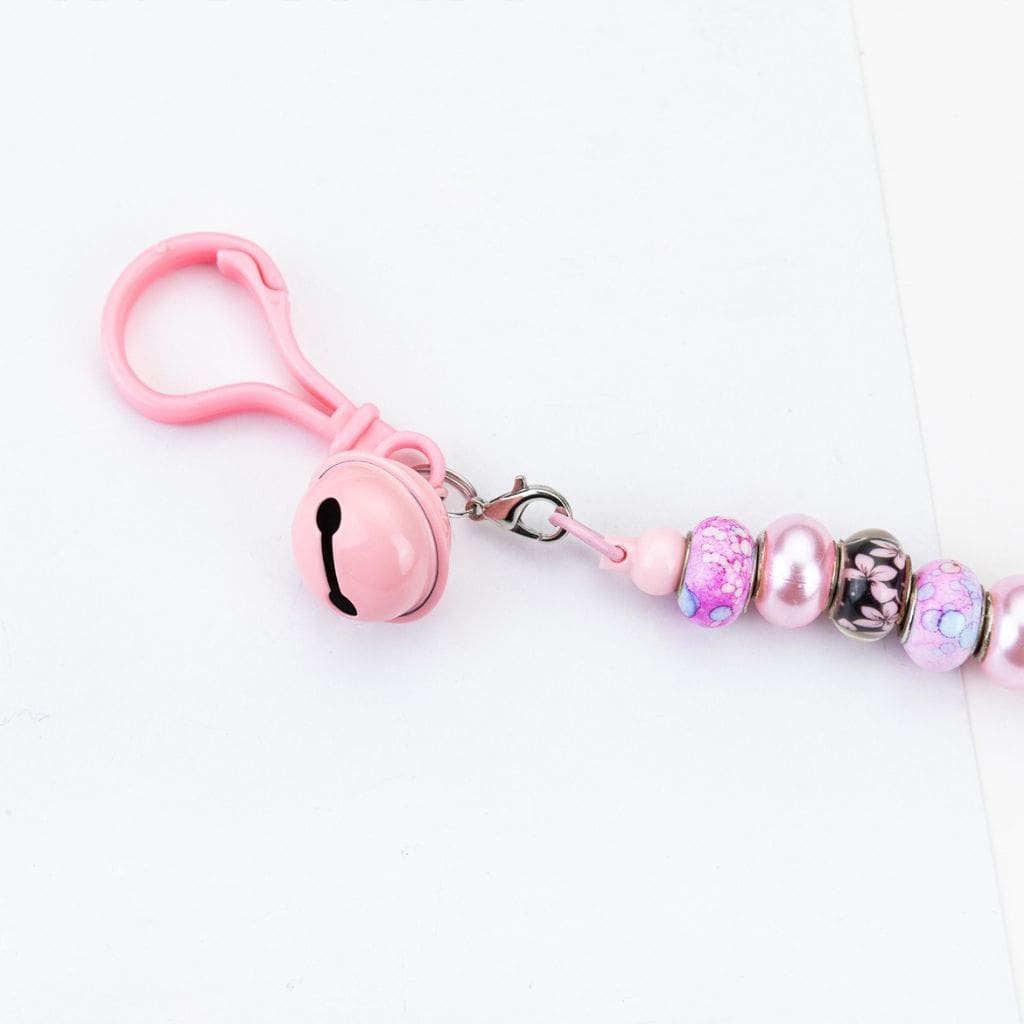 Beadable DIY Keychain with Bar Carabiner Hook Bell and Karabiner in Solid Color, 153MM