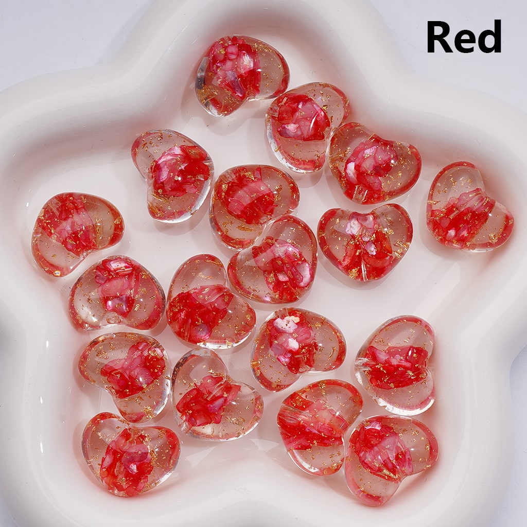 Clear Heart Acrylic Beads with Multi-Color Shells & Gold Foil Paper (Single Color is available for 200pcs(Whole bag))