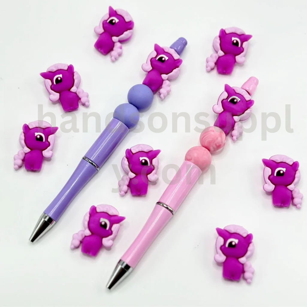 Purple 3D Unicorn Pony Cartoon Silicone Focal Beads for Crafts