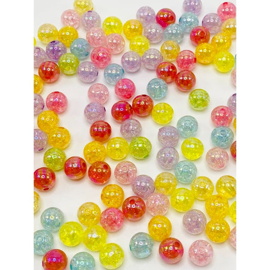 AB Crackle Colorful Shiny Finish Round Acrylic Waist Beads for Jewelry Making 10mm 1000 Beads/Pack