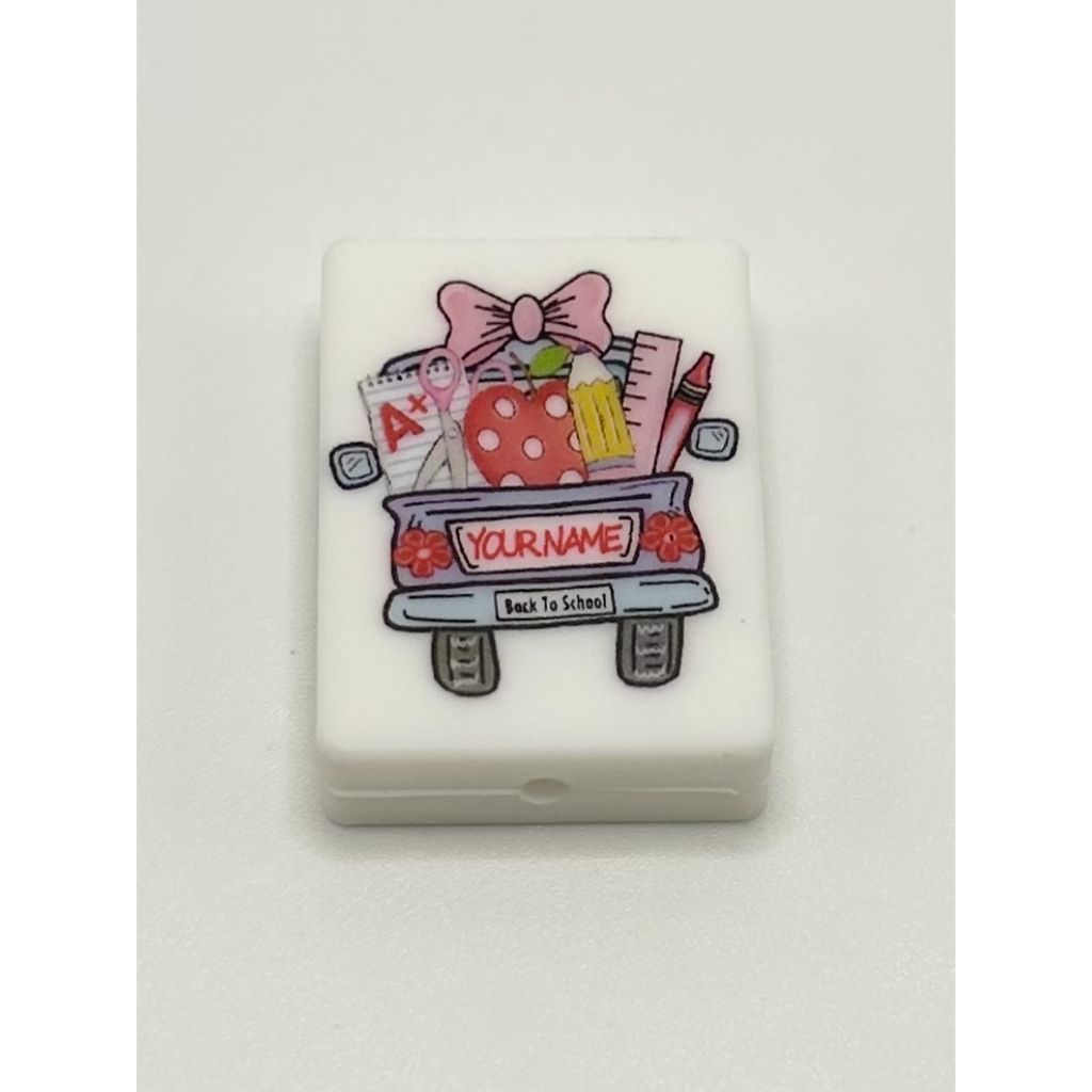 Back to School & Your name Silicone Focal Beads