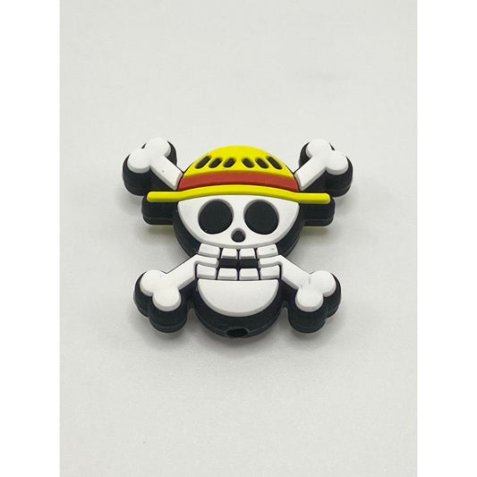 Skull Yellow Hat Silicone Focal Beads