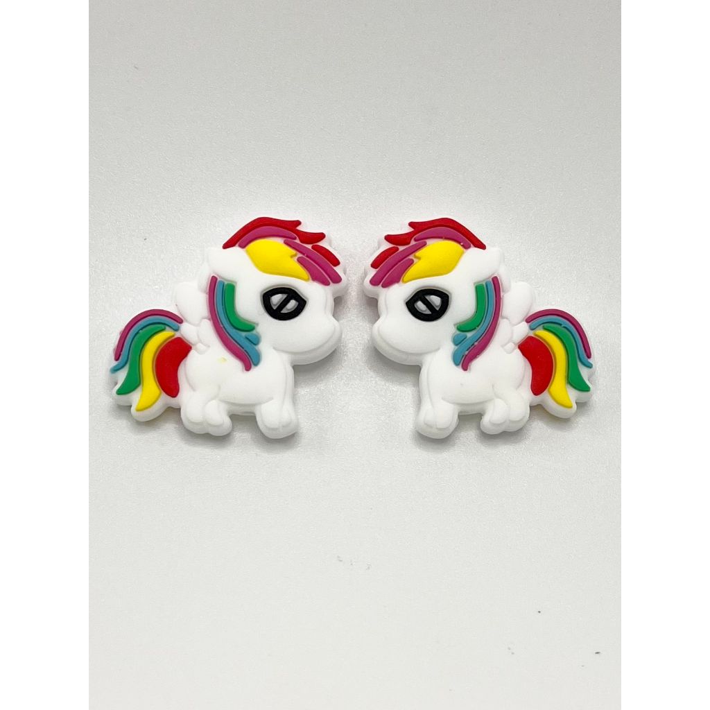 Cute Little Rainbow Unicorn Silicone Focal Beads