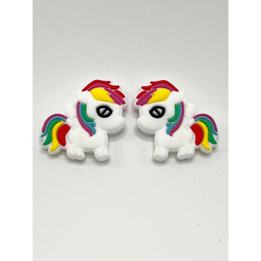 Cute Little Rainbow Unicorn Silicone Focal Beads