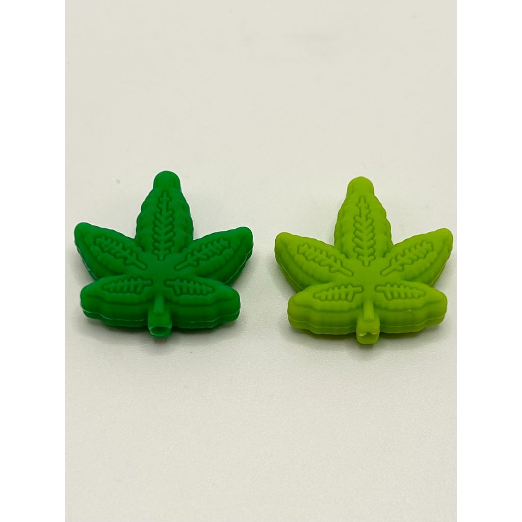 Green Leaf Five Silicone Focal Beads