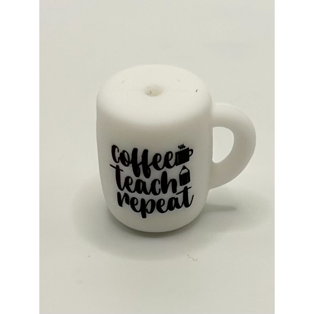 3D Mug Cup Coffee Teach Repeat Silicone Focal Beads