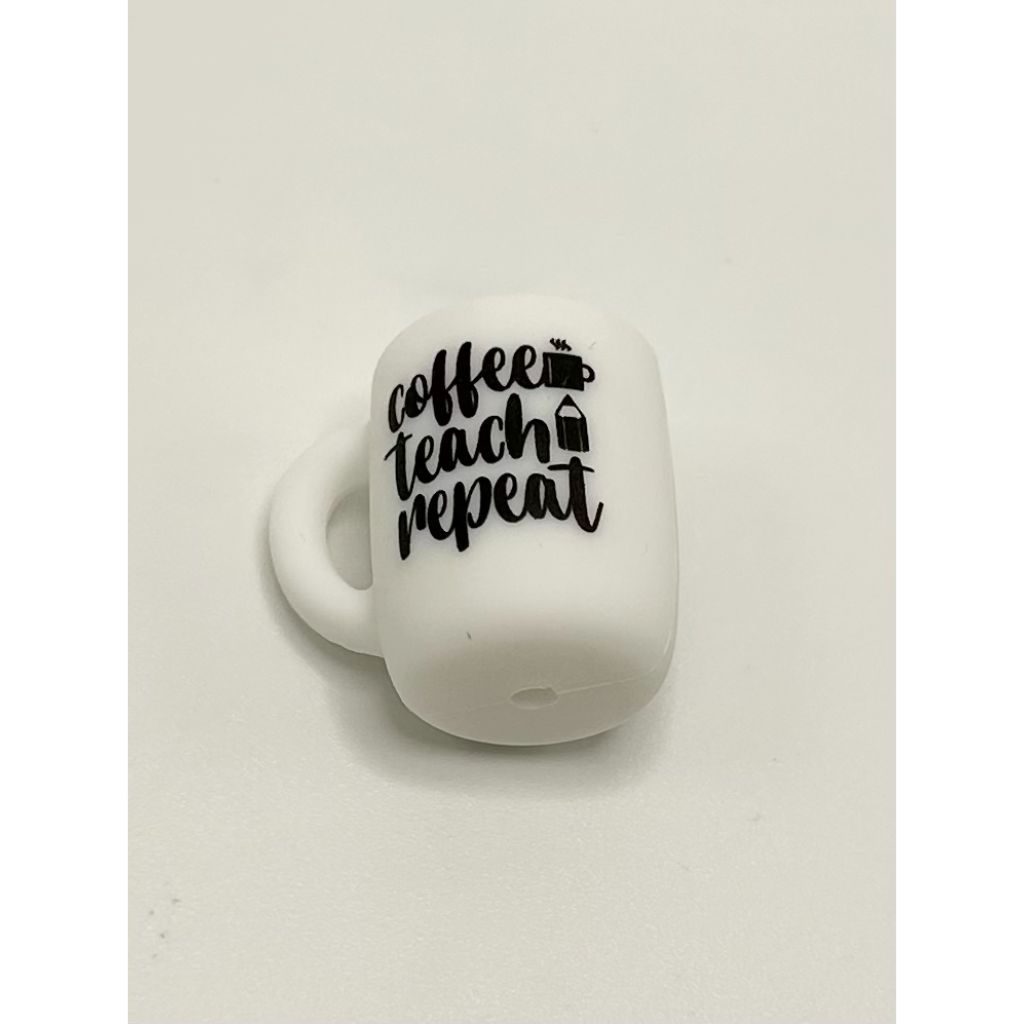 3D Mug Cup Coffee Teach Repeat Silicone Focal Beads