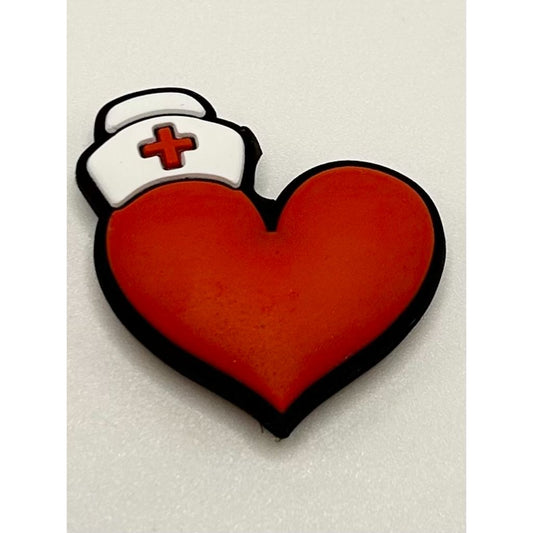 Adorable Heart with Nurse Cap Silicone Focal Beads