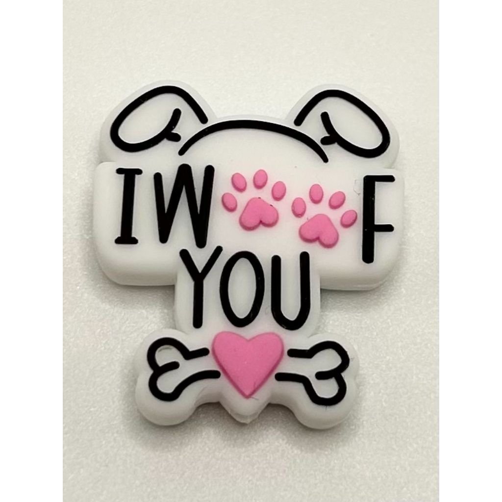Dog Paw I Woof You Silicone Focal Beads