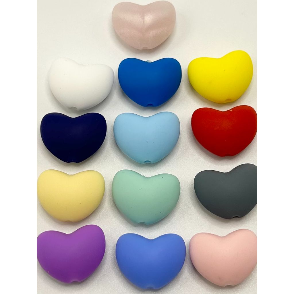 Heart Beads, Small Heart Shaped Silicone Focal Beads, 16mm by 20mm