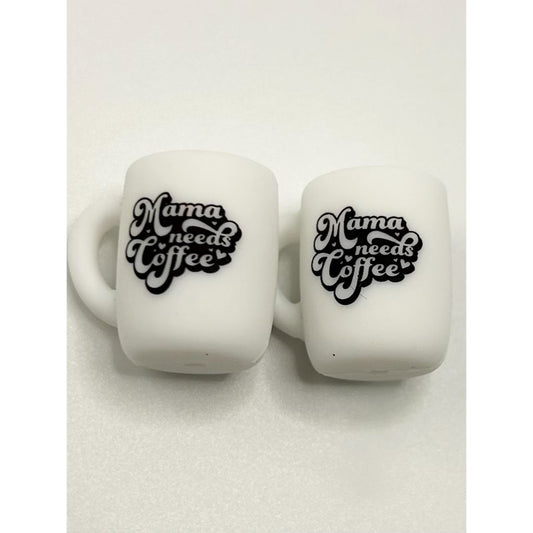 Adorable Mama Needs Coffee Mug Cup Silicone Focal Beads
