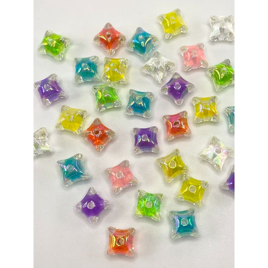 Double Layer Irregular Square Shape Clear Acrylic Beads, 14mm by 16mm wq