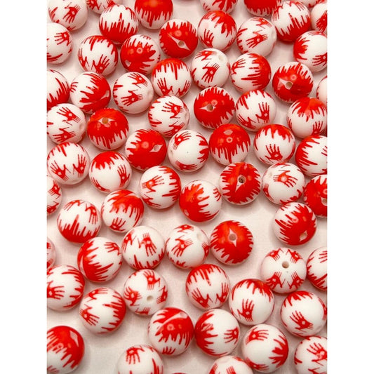 Bloody Palm Blood Beads, Hand Printed Silicone Beads