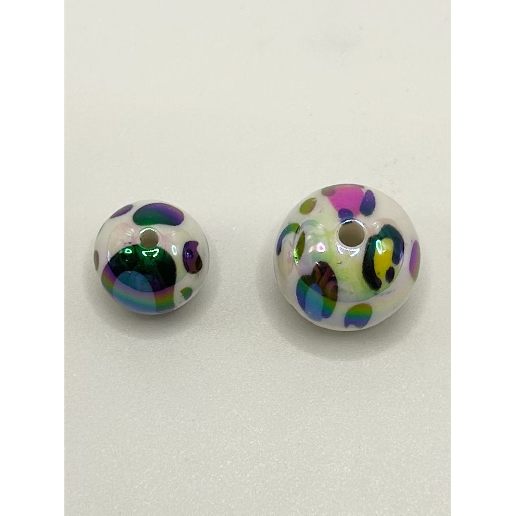 Mini Round White Jaguar Leopard Cheetah Colorful Acrylic Beads 20mm,16mm
