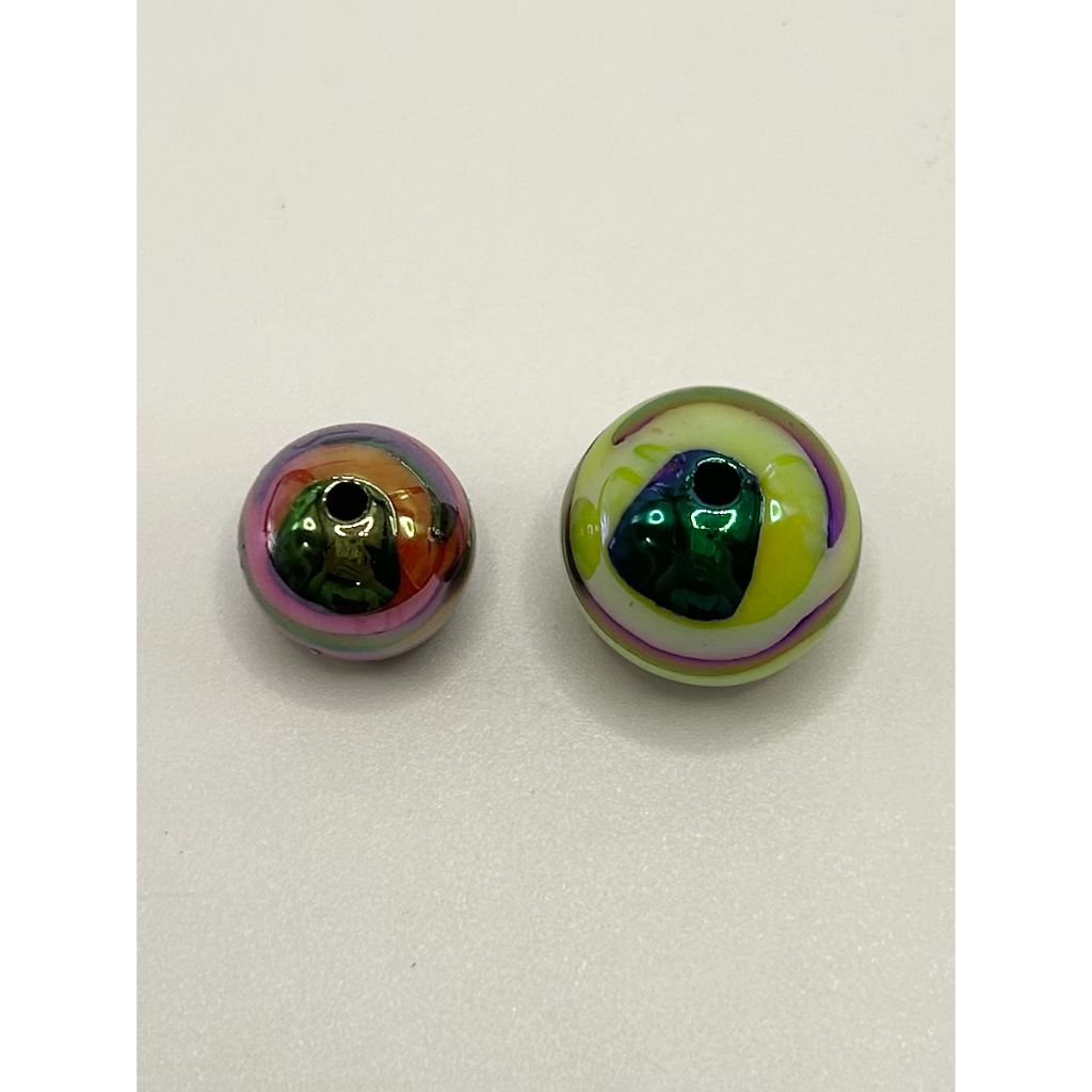 Rainbow Colorful Stripe Pattern Round Acrylic Beads 16 mm,20 mm