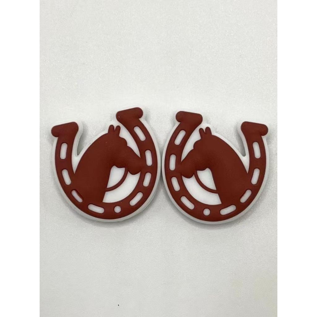 Horse Beads, Lucky Horse Shoe Silicone Focal Beads