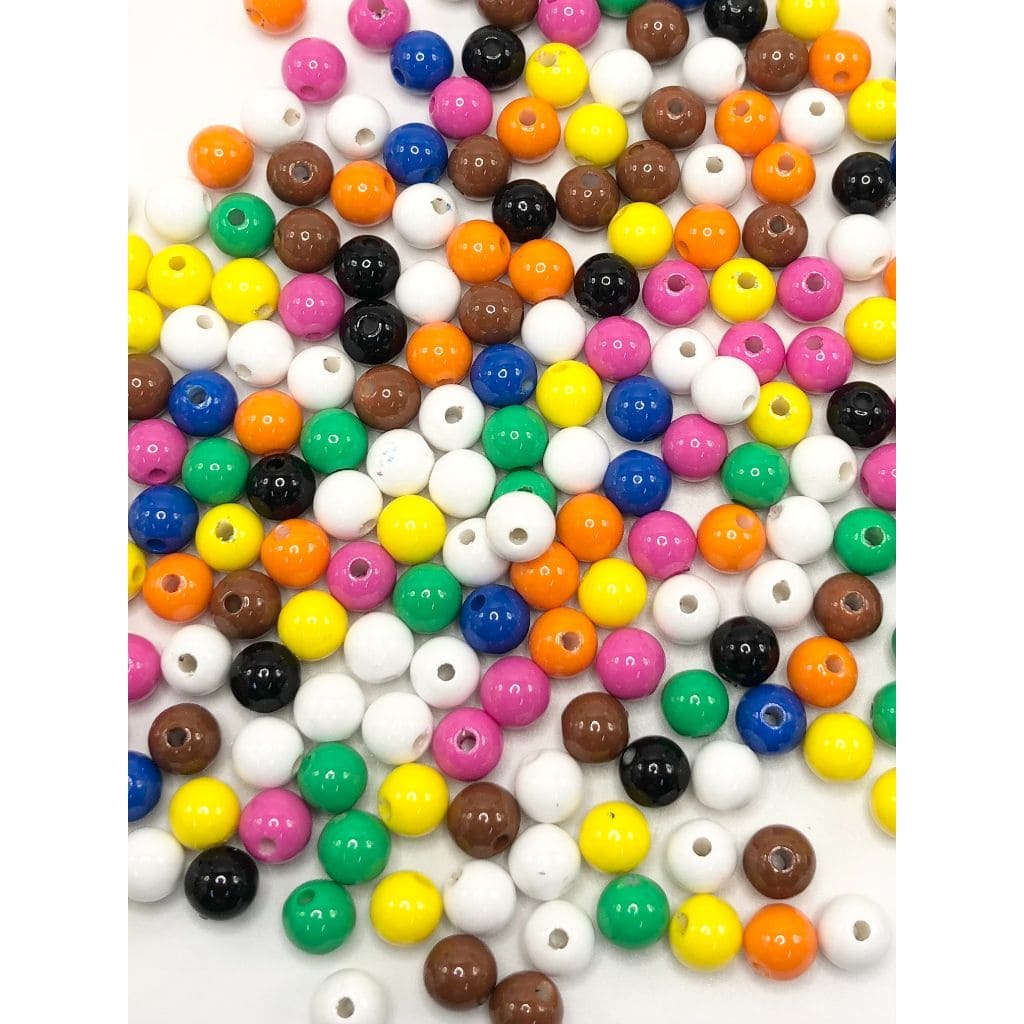 Mini Colorful Heat Glazed Solid Color Round Acrylic Waist Beads for Jewelry Making 8mm Random Mix