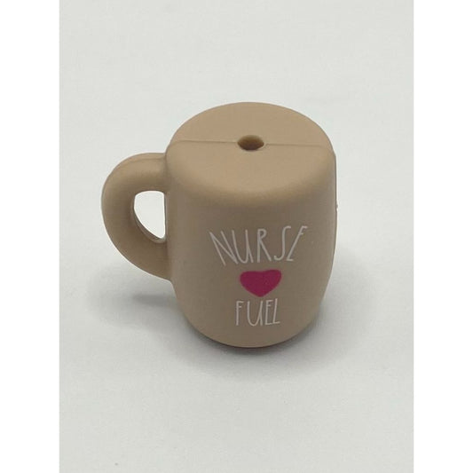 3D Brown Heart Cup Nurse Fuel Silicone Focal Beads