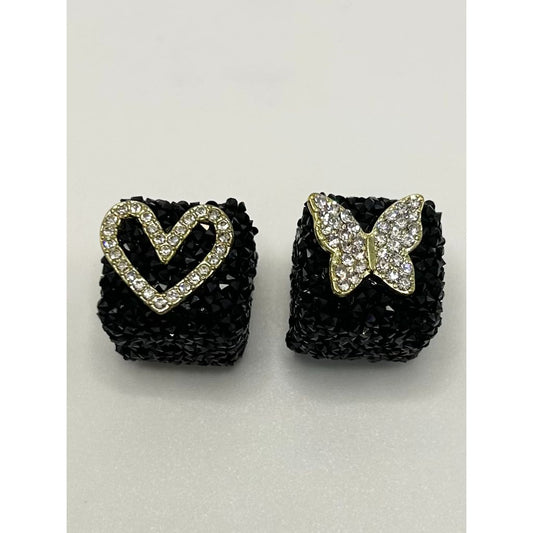 Heart or Butterfly Black Cubes Sugar Beads 21*18mm