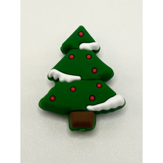 Green Christmas Tree Silicone Focal Beads
