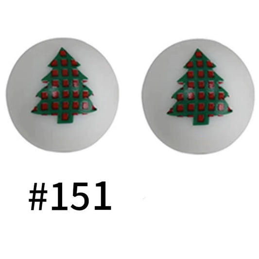 Printed Christmas Tree Silicone Beads Number 151