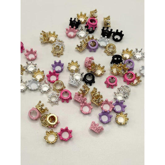 Mix of Crown Beads in Various Colors Alloy Material Crown Beads, Size 9mm