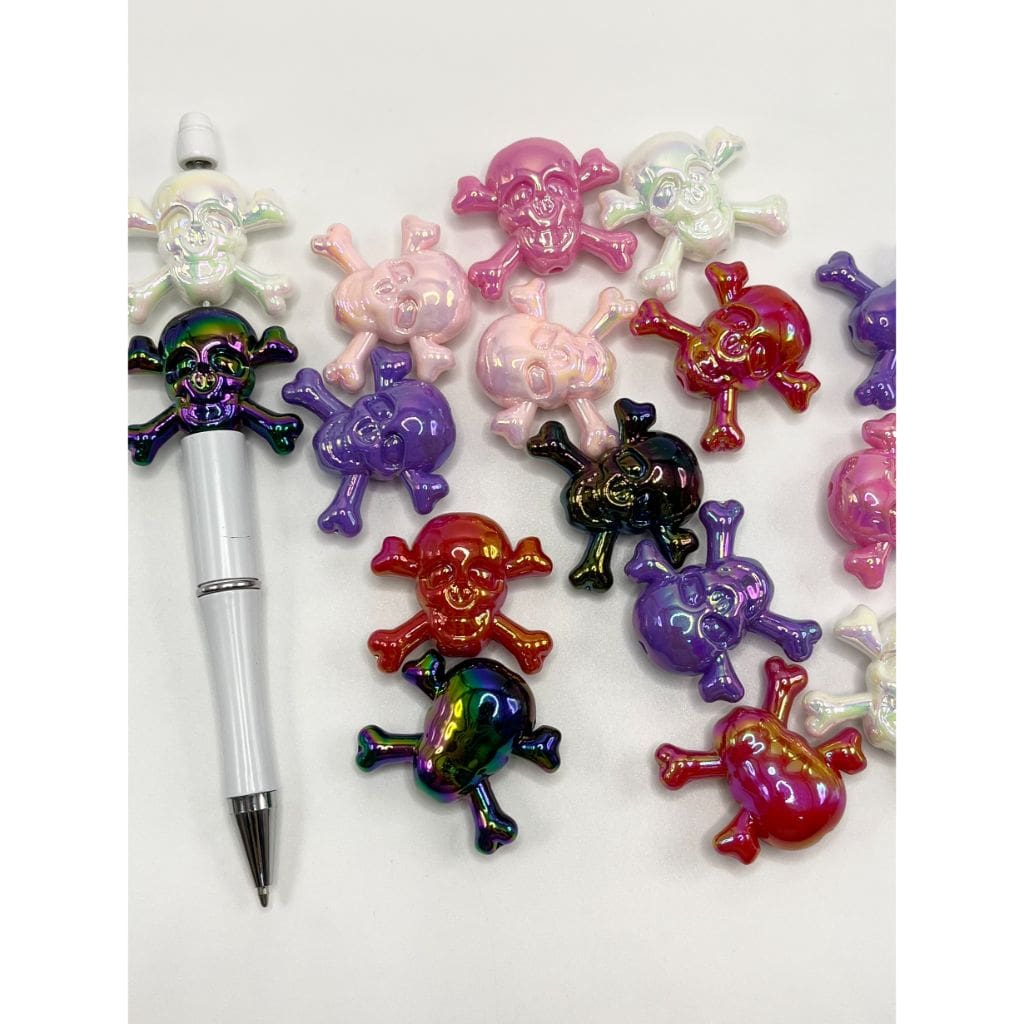 Skull Acrylic Beads, Glow in the Dark, Some Luminous, 29mm by 34mm, WQ