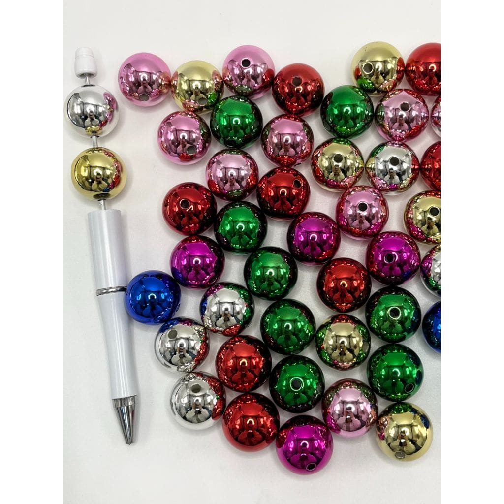 Cute Glossy Metallic Finish Acrylic Beads Large 20mm, XBL