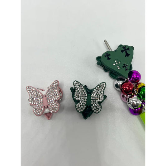 Clay Beads with Printed Cross Heart & Butterfly, ZY