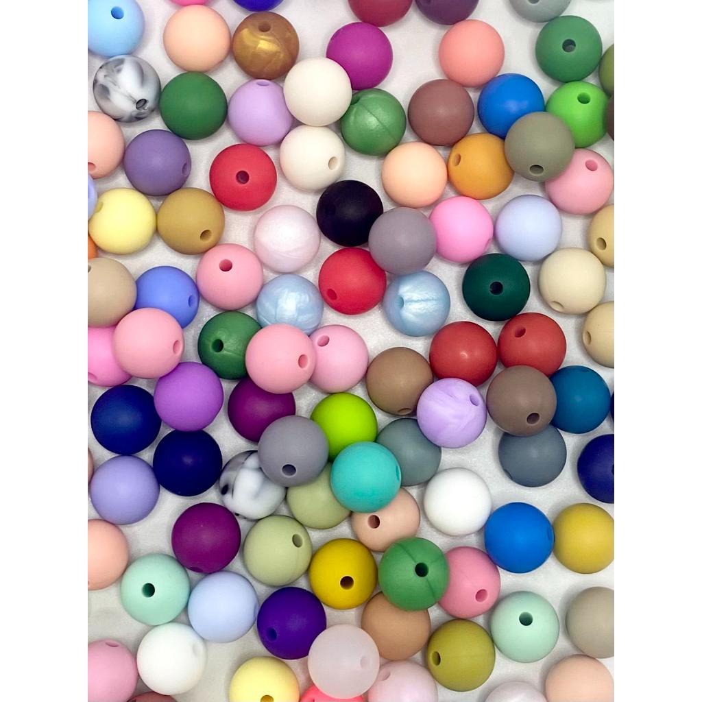 Round Small Silicone Beads, Solid Colors, Size 12mm