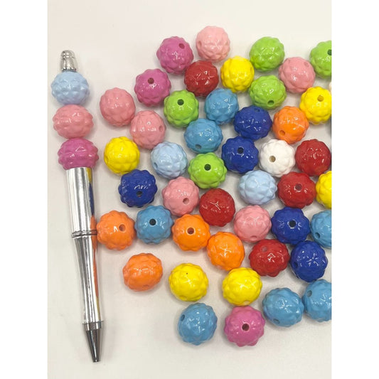 Solid Colored Textured Bumpy Acrylic Beads, 16mm, AJ