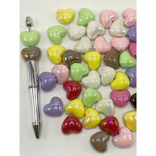 Glow in the Dark Luminous Heart Acrylic Beads, 19mm by 21mm, WQ