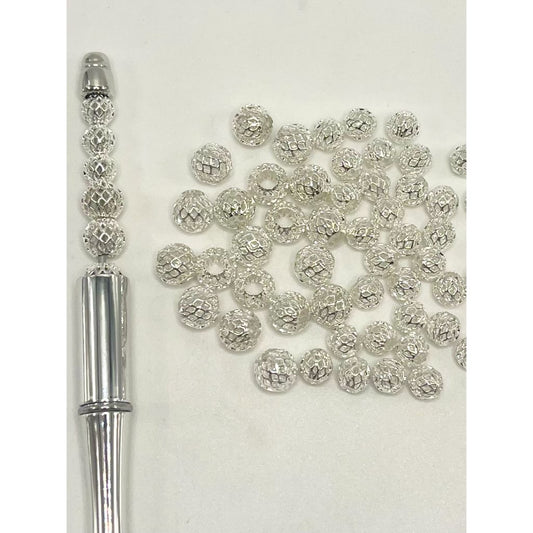 Small Tennis Ball Shape Silver Beads