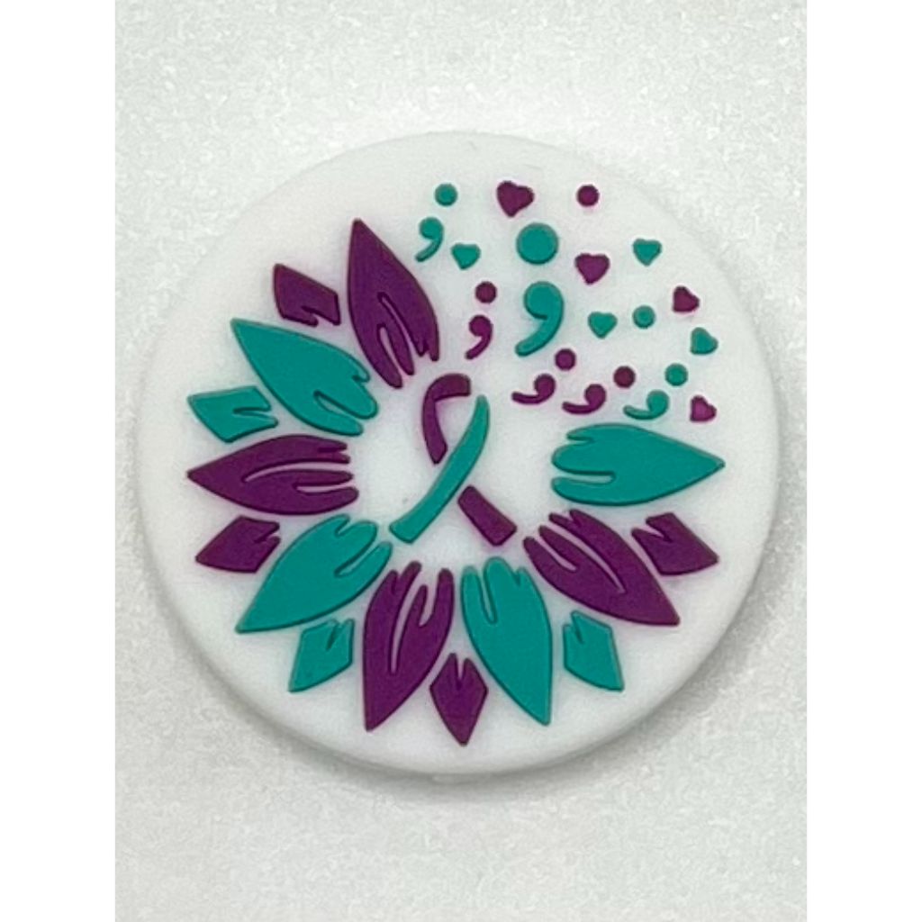 Cancer Awareness Ribbon Silicone Focal Beads